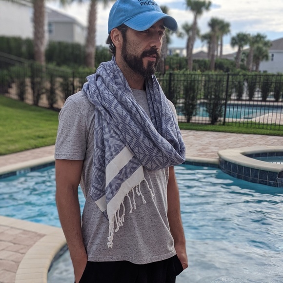 Navy Blue Turkish Towel Soft Wrap Beach Towel Picnic Blanket Runner NWT - Picture 3 of 5